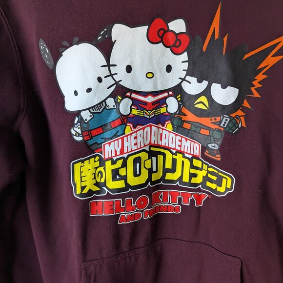 My Hero Academia Hello Kitty and Friends Maroon Pullover Hoodie Size XL - Picture 2 of 8